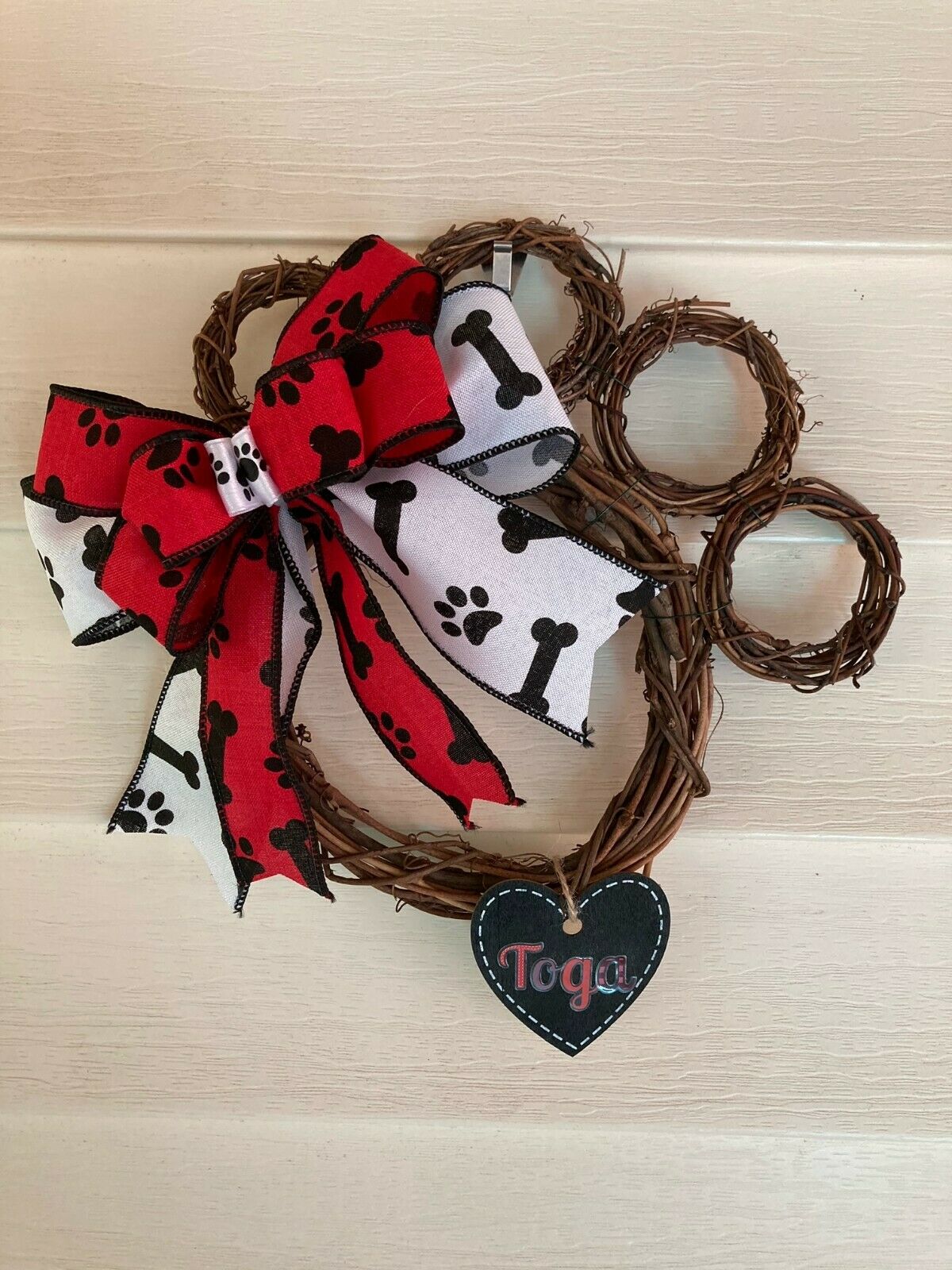 ❤️ Dog Pawprint Wreath - Pawprint Grapevine Wreath * So Cute!! ❤️ Handmade ❤️